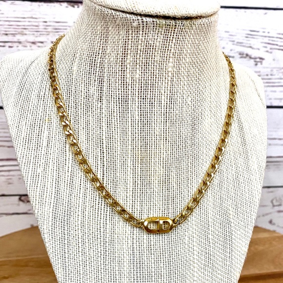 Dior Jewelry - VTG Dior Monogram Chain Choker Neckline